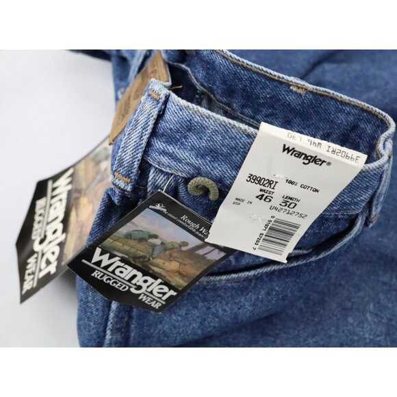 NWT Vintage Wrangler Rugged‎ Wear Regular Fit Jeans 46x30 USA Cotton Loop - Picture 5 of 10